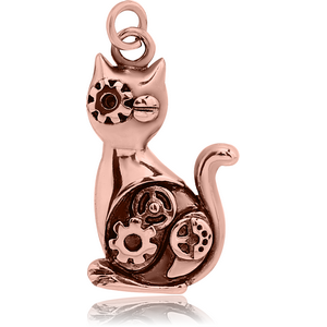 ROSE GOLD PVD COATED SURGICAL STEEL CHARM - CAT STEAMPUNK
