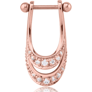 ROSE GOLD PVD COATED SURGICAL STEEL JEWELLED CARTLAGE SHIELD