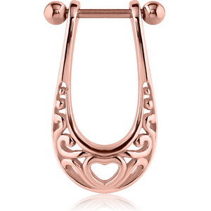 ROSE GOLD PVD COATED SURGICAL STEEL CARTILAGE SHIELD - HEART