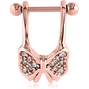 ROSE GOLD PVD COATED SURGICAL STEEL JEWELLED CARTILAGE SHIELD - BOW TIE