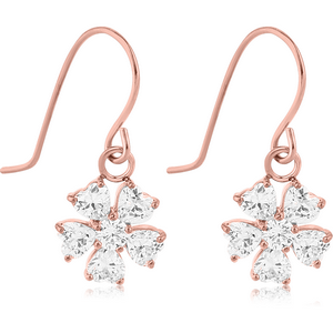 ROSE GOLD PVD COATED SURGICAL STEEL JEWELLED EARRINGS - FLOWER