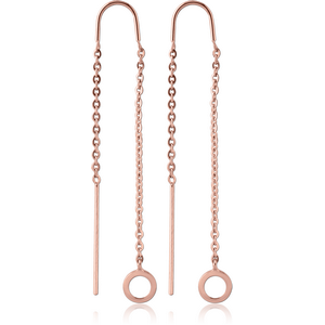 ROSE GOLD PVD COATED SURGICAL STEEL CHAIN EARRINGS PAIR - HOOP