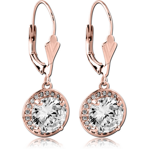 ROSE GOLD PVD COATED SURGICAL STEEL JEWELLED EARRINGS PAIR