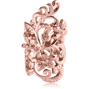 ROSE GOLD PVD COATDD SURGICAL STEEL EAR CUFF - FLOWERS AND LEAFS