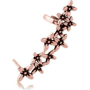 ROSE GOLD PVD COATED SURGICAL STEEL EAR CUFF - FLOWERS