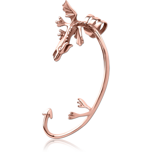 ROSE GOLD PVD COATED SURGICAL STEEL EAR CUFF - LEFT - DRAGON