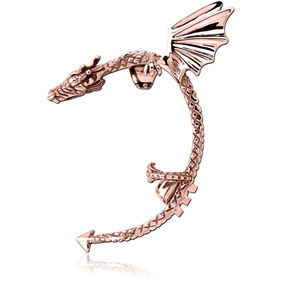 ROSE GOLD PVD COATED SURGICAL STEEL EAR CUFF - LEFT - DRAGON