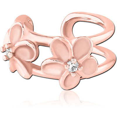ROSE GOLD PVD COATED SURGICAL STEEL JEWELLED EAR CUFF