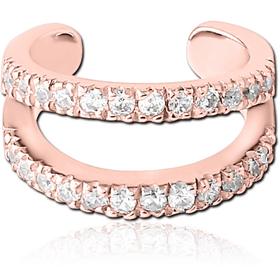 ROSE GOLD PVD COATED SURGICAL STEEL JEWELLED EAR CUFF