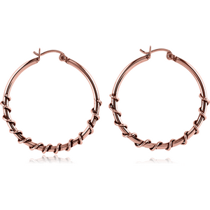 ROSE GOLD PVD COATED SURGICAL STEEL TWISTED WIRE EARRINGS