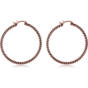 ROSE GOLD PVD COATED SURGICAL STEEL TWISTED WIRE EARRINGS