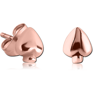 ROSE GOLD PVD COATED SURGICAL STEEL EAR STUDS PAIR - SPADE