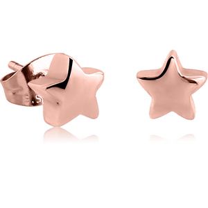 ROSE GOLD PVD COATED SURGICAL STEEL EAR STUDS PAIR - STAR