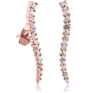 ROSE GOLD PVD COATED SURGICAL STEEL JEWELLED EAR STUDS PAIR