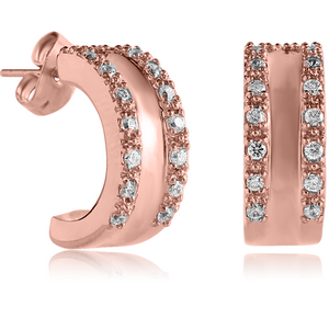 ROSE GOLD PVD COATED SURGICAL STEEL JEWELLED HUGGIE PAIR