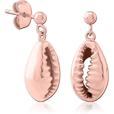 ROSE GOLD PVD COATED SURGICAL STEEL EAR STUDS PAIR - SHELL