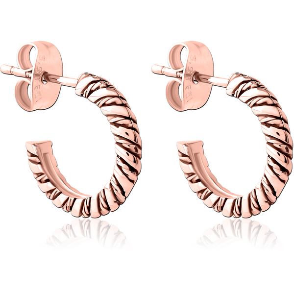 ROSE GOLD PVD COATED SURGICAL STEEL EAR STUDS PAIR