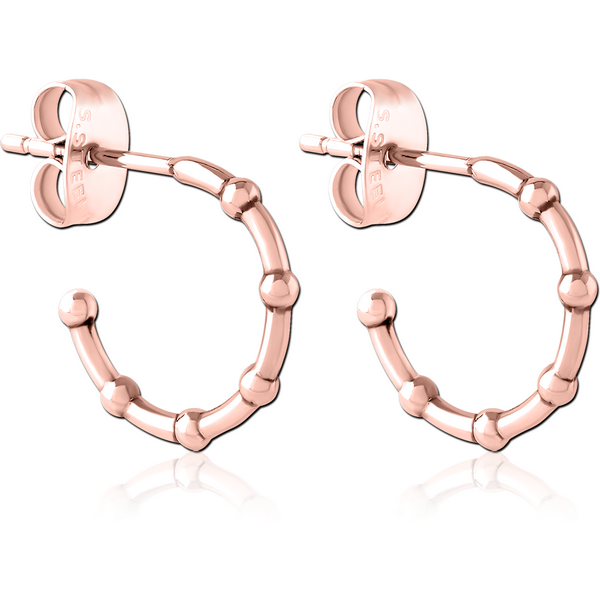 ROSE GOLD PVD COATED SURGICAL STEEL EAR STUDS PAIR
