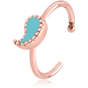 ROSE GOLD PVD COATED SURGICAL STEEL OPEN NOSE RING WITH ENAMEL - APOSTROPHE