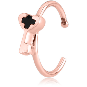 ROSE GOLD PVD COATED SURGICAL STEEL OPEN NOSE RING - KEY