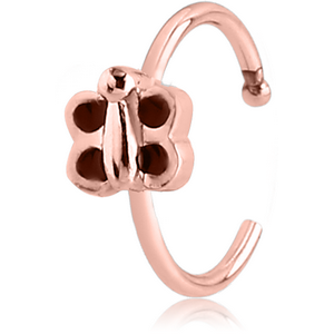ROSE GOLD PVD COATED SURGICAL STEEL OPEN NOSE RING - BUTTERFLY