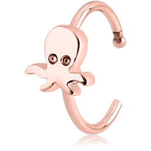 ROSE GOLD PVD COATED SURGICAL STEEL OPEN NOSE RING - SQUID