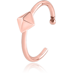 ROSE GOLD PVD COATED SURGICAL STEEL OPEN NOSE RING - PYRAMID