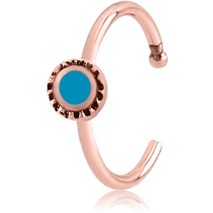 ROSE GOLD PVD COATED SURGICAL STEEL OPEN NOSE RING WITH ENAMEL - CIRCLE