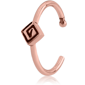 ROSE GOLD PVD COATED SURGICAL STEEL OPEN NOSE RING - SQUARE