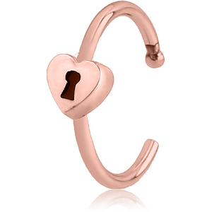 ROSE GOLD PVD COATED SURGICAL STEEL OPEN NOSE RING - HEART