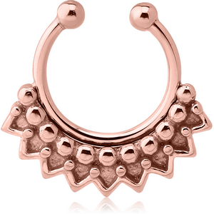 ROSE GOLD PVD COATED SURGICAL STEEL FAKE SEPTUM RING - DOTS AND CIRCLES