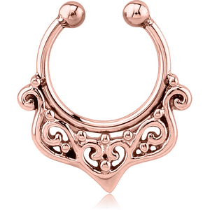 ROSE GOLD PVD COATED SURGICAL STEEL FAKE SEPTUM RING - FILIGREE
