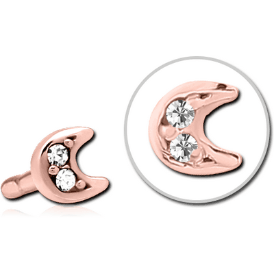 ROSE GOLD PVD COATED SURGICAL STEEL JEWELLED PUSH FIT ATTACHMENT FOR BIOFLEX INTERNAL LABRET - CRESCENT PRONGS