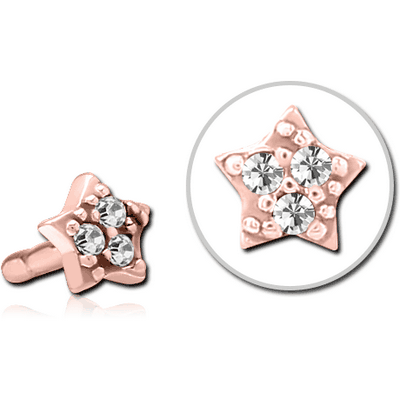 ROSE GOLD PVD COATED SURGICAL STEEL JEWELLED PUSH FIT ATTACHMENT FOR BIOFLEX INTERNAL LABRET - STAR PRONGS