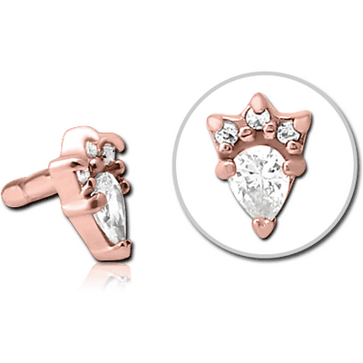 ROSE GOLD PVD COATED SURGICAL STEEL JEWELLED PUSH FIT ATTACHMENT FOR BIOFLEX INTERNAL LABRET - JESTER HAT