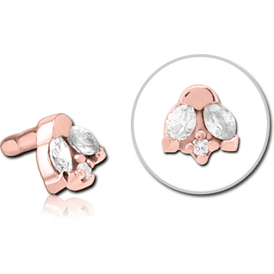 ROSE GOLD PVD COATED SURGICAL STEEL JEWELLED PUSH FIT ATTACHMENT FOR BIOFLEX INTERNAL LABRET