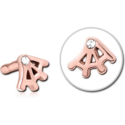ROSE GOLD PVD COATED SURGICAL STEEL JEWELLED PUSH FIT ATTACHMENT FOR BIOFLEX INTERNAL LABRET - WEB