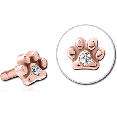 ROSE GOLD PVD COATED SURGICAL STEEL JEWELLED PUSH FIT ATTACHMENT FOR BIOFLEX INTERNAL LABRET - ANIMAL PAW CENTER GEM
