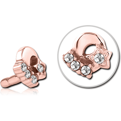 ROSE GOLD PVD COATED SURGICAL STEEL JEWELLED PUSH FIT ATTACHMENT FOR BIOFLEX INTERNAL LABRET - PLAIN MOON AND STARS
