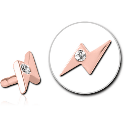 ROSE GOLD PVD COATED SURGICAL STEEL JEWELLED PUSH FIT ATTACHMENT FOR BIOFLEX INTERNAL LABRET - THUNDER