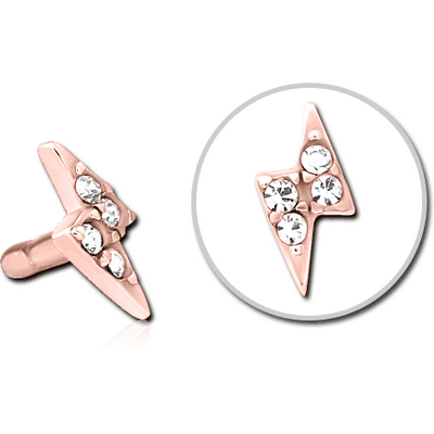 ROSE GOLD PVD COATED SURGICAL STEEL JEWELLED PUSH FIT ATTACHMENT FOR BIOFLEX INTERNAL LABRET - THUNDER