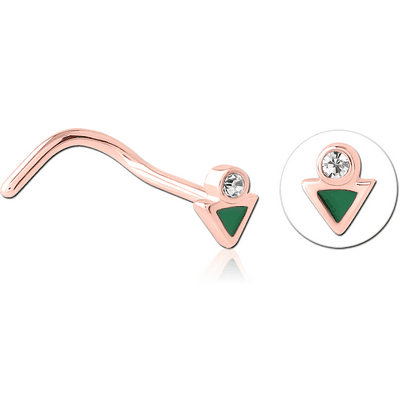 ROSE GOLD PVD COATED SURGICAL STEEL JEWELLED NOSE STUDS