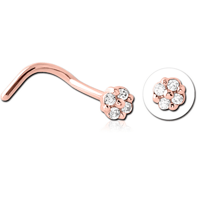 ROSE GOLD PVD COATED SURGICAL STEEL JEWELLED NOSE STUDS