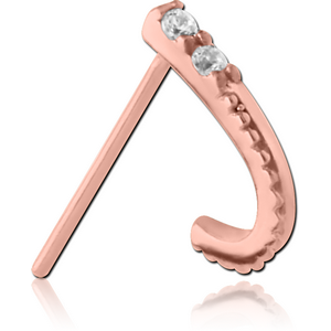 ROSE GOLD PVD COATED SURGICAL STEEL STRAIGHT JEWELLED WRAP AROUND NOSE STUD