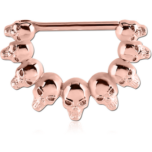 ROSE GOLD PVD COATED SURGICAL STEEL NIPPLE CLICKER - SKULLS