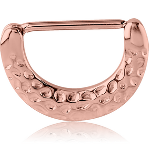 ROSE GOLD PVD COATED SURGICAL STEEL NIPPLE CLICKER - HAMMERED TEXTURE