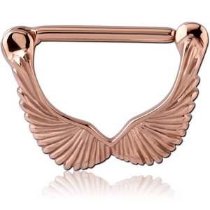ROSE GOLD PVD COATED SURGICAL STEEL NIPPLE CLICKER - WINGS