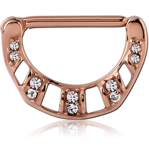 ROSE GOLD PVD COATED SURGICAL STEEL JEWELLED NIPPLE CLICKER - FILIGREE