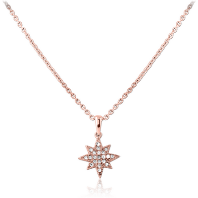 ROSE GOLD PVD COATED SURGICAL STEEL JEWELLED NECKLACE WITH PENDANT