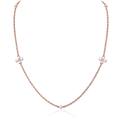 ROSE GOLD PVD COATED SURGICAL STEEL JEWELLED NECKLACE WITH PENDANT